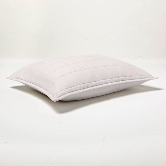 Casaluna -  Linen-Blend Pillow Sham Minimalist OEKO-T Natural - Picture 3 of 4